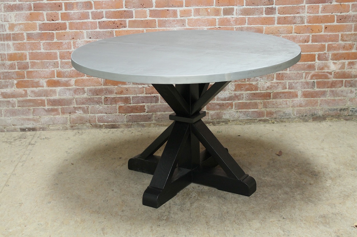 round zinc kitchen table